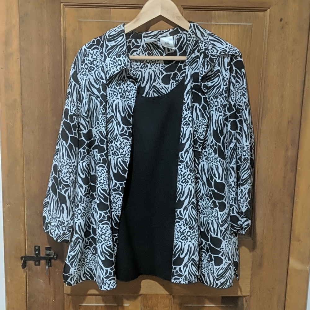 Plus size 2-in-1 tank top with blazer
